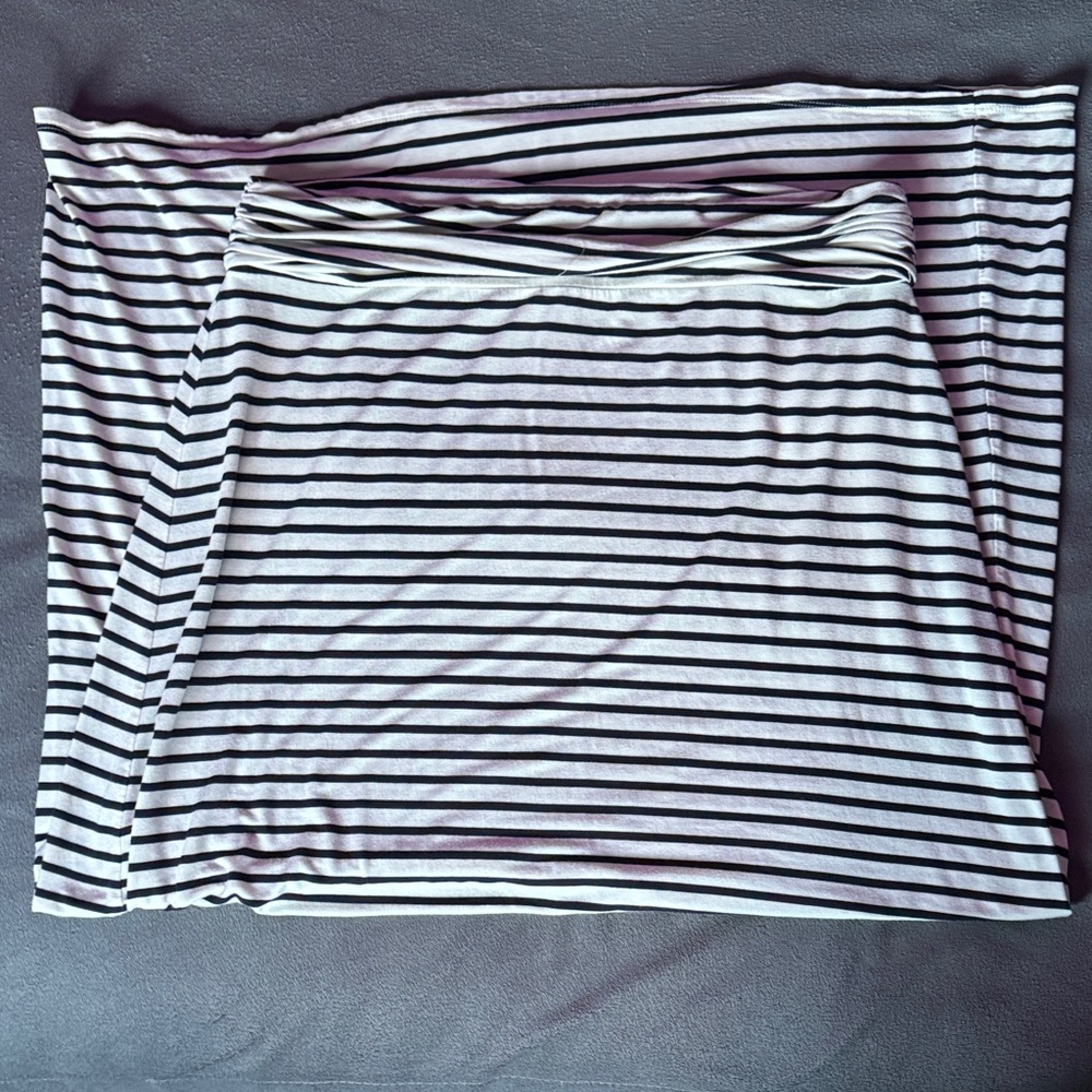 J. Crew black and cream striped maxi skirt, size Large